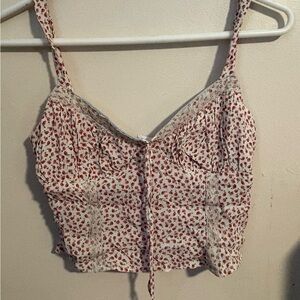 Floral Lace Trim Camisole Top